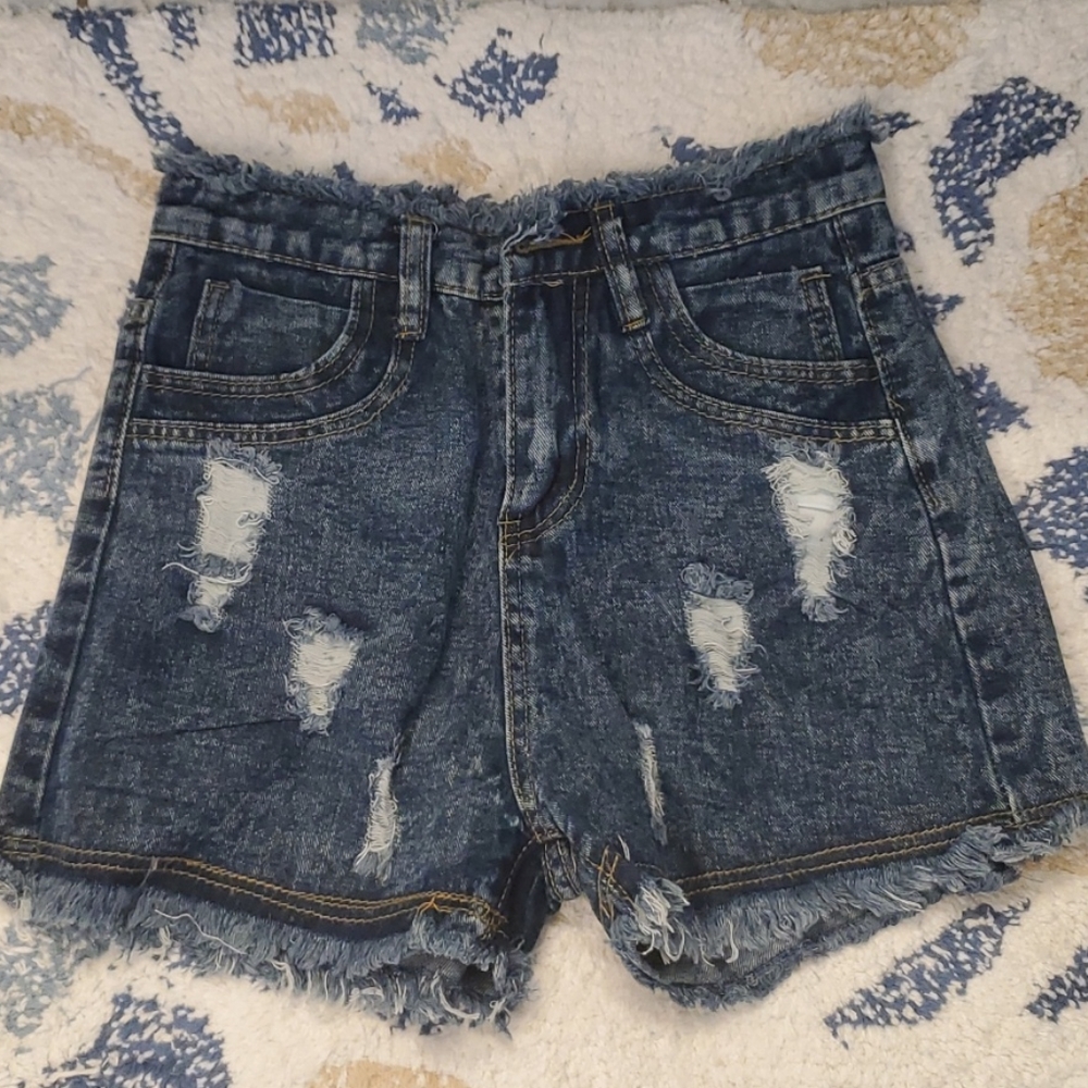 Distressed Denim Shorts